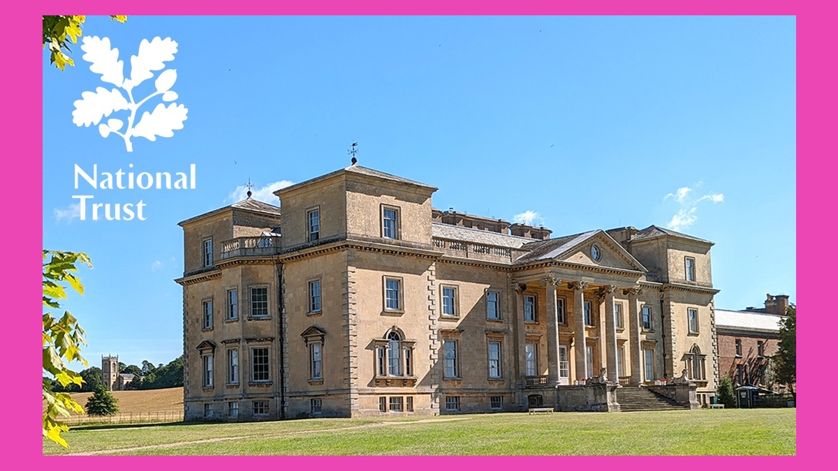 Palladian mansion Croome Court with blue sky above