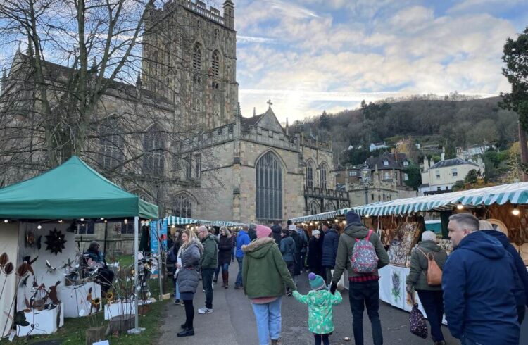 Christmas market in the grounds of a cathedral