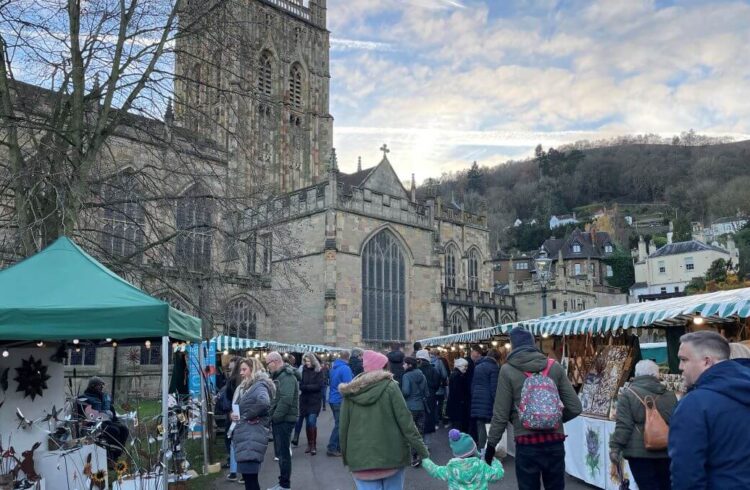 Christmas market in the grounds of a cathedral