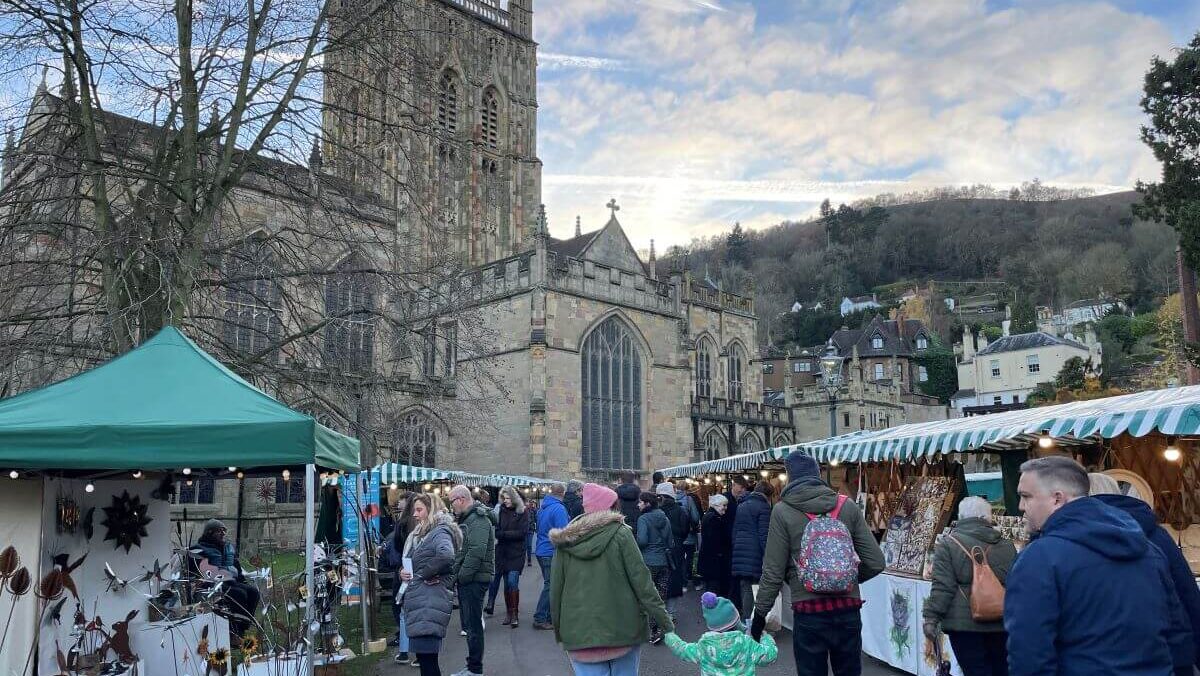 Christmas market in the grounds of a cathedral