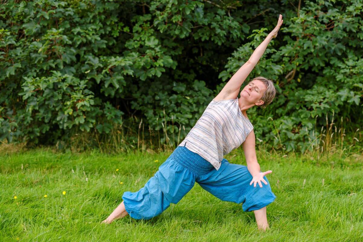 A person doing yoga outside