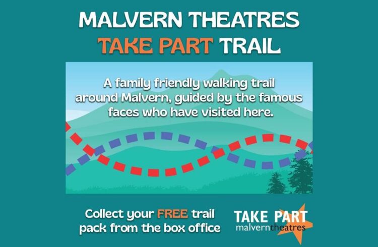 Malvern Theatres Take Part Trail: outline of green hills with criss-crossing paths