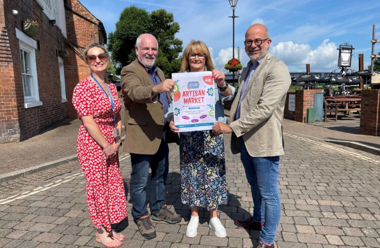 Rebecca Probert, Town Centre Support Officer at MHDC, Cllr Martin Allen, Ward Member for Upton upon Severn at MHDC, Annie Potts from Upton Emporium, Cllr Jeremey Owenson Ward Member for Upton upon Severn, at MHDC.