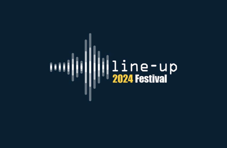 Line-Up 2024 Festival logo - vertical bars of various sizes on a dark navy background