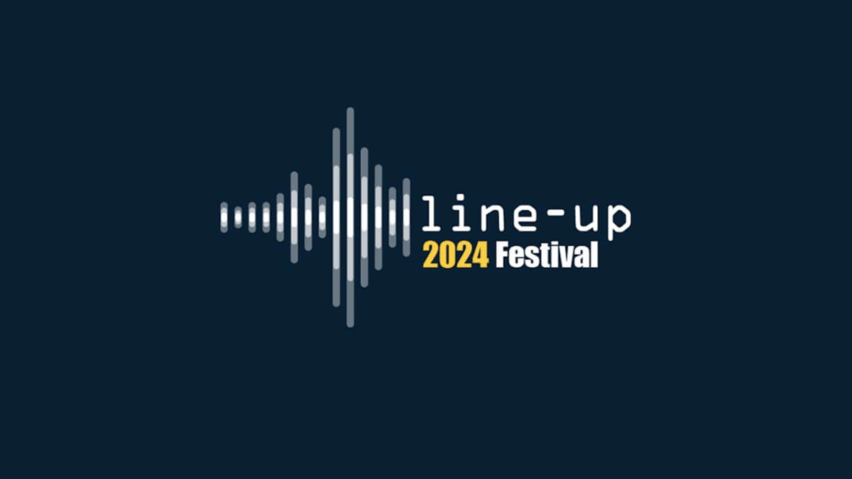 Line-Up 2024 Festival logo - vertical bars of various sizes on a dark navy background