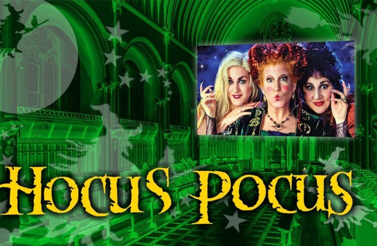 Poster for Hocus Pocus film screening with three characters shown on screen