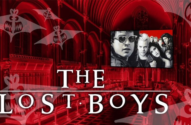 Poster for The Lost Boys film screening with eight characters shown on screen