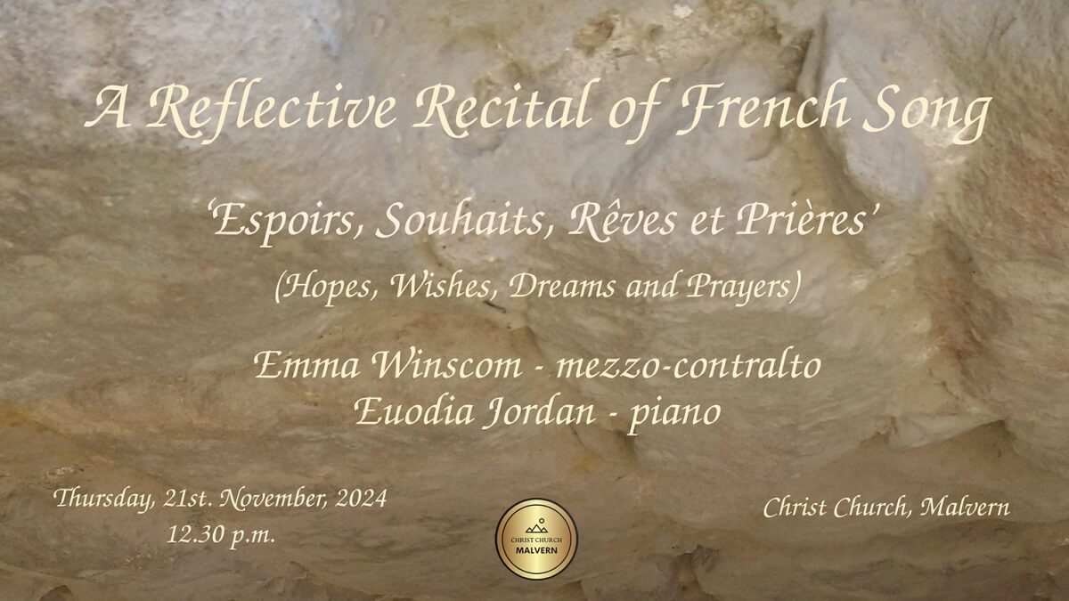 A textured background with cream-coloured text giving details of recital (see event description)