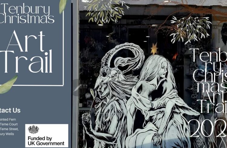 Tenbury Christmas Art Trail - image painted in shop window