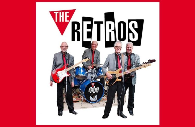 Four members of the band The Retros: two guitarists, one bass guitarist and a drummer