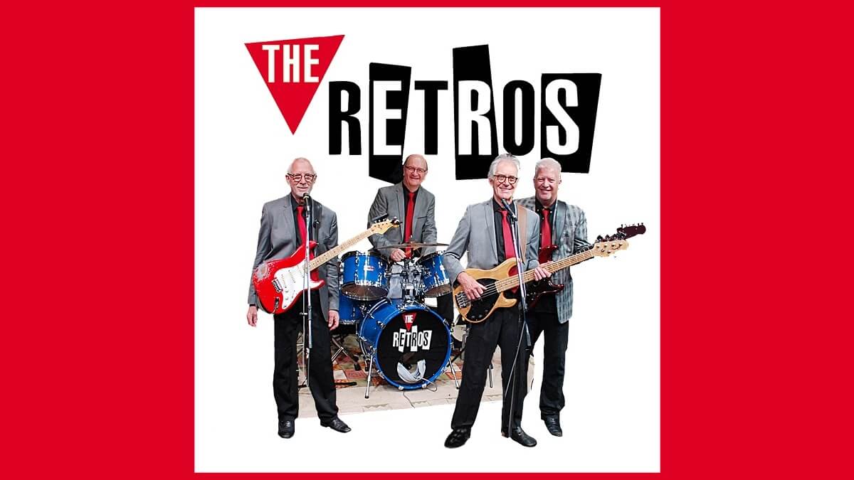 Four members of the band The Retros: two guitarists, one bass guitarist and a drummer